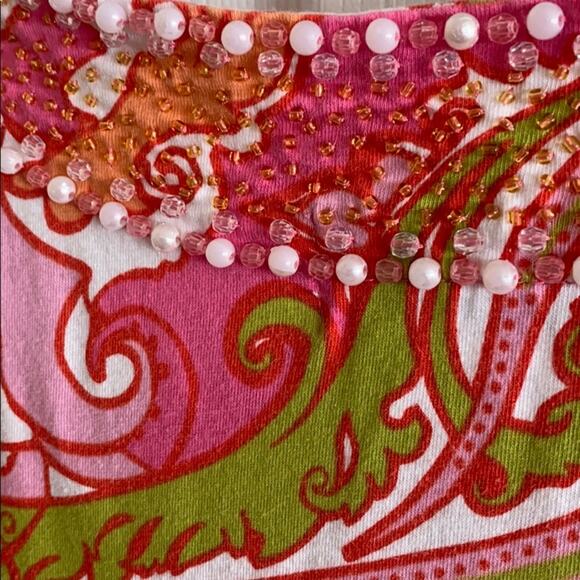 Soft Surroundings M beaded floral print top - Picture 6 of 6